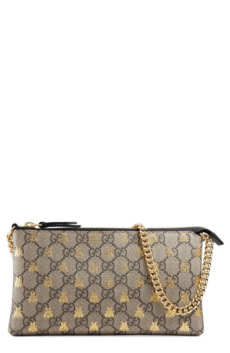 gucci linea bee gg supreme wrist wallet|GUCCI Courrier GG Supreme Zip Around Long Wallet Bee .